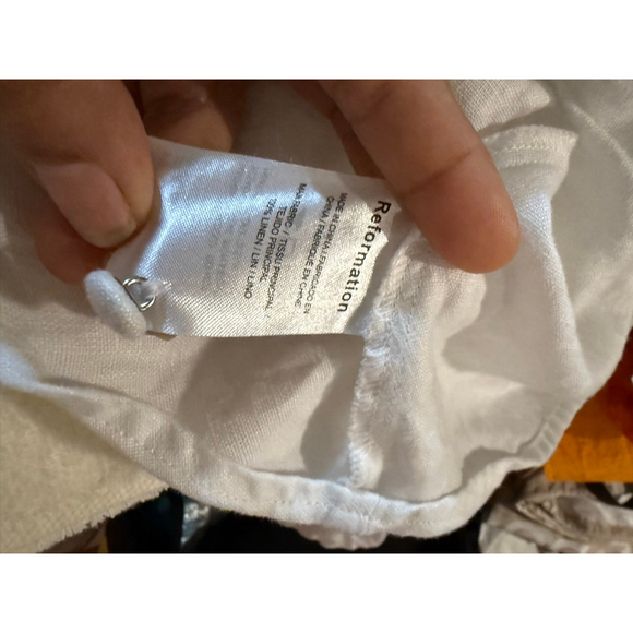 Women's Reformation White Linen Peplum Blouse M - Picture 6 of 6